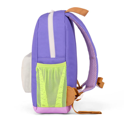 Sac à dos enfant violet poche filet jaune Hello Hossy