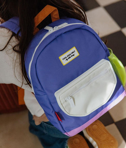 Sac à dos enfant violet poche blanche detail jaune Hello Hossy