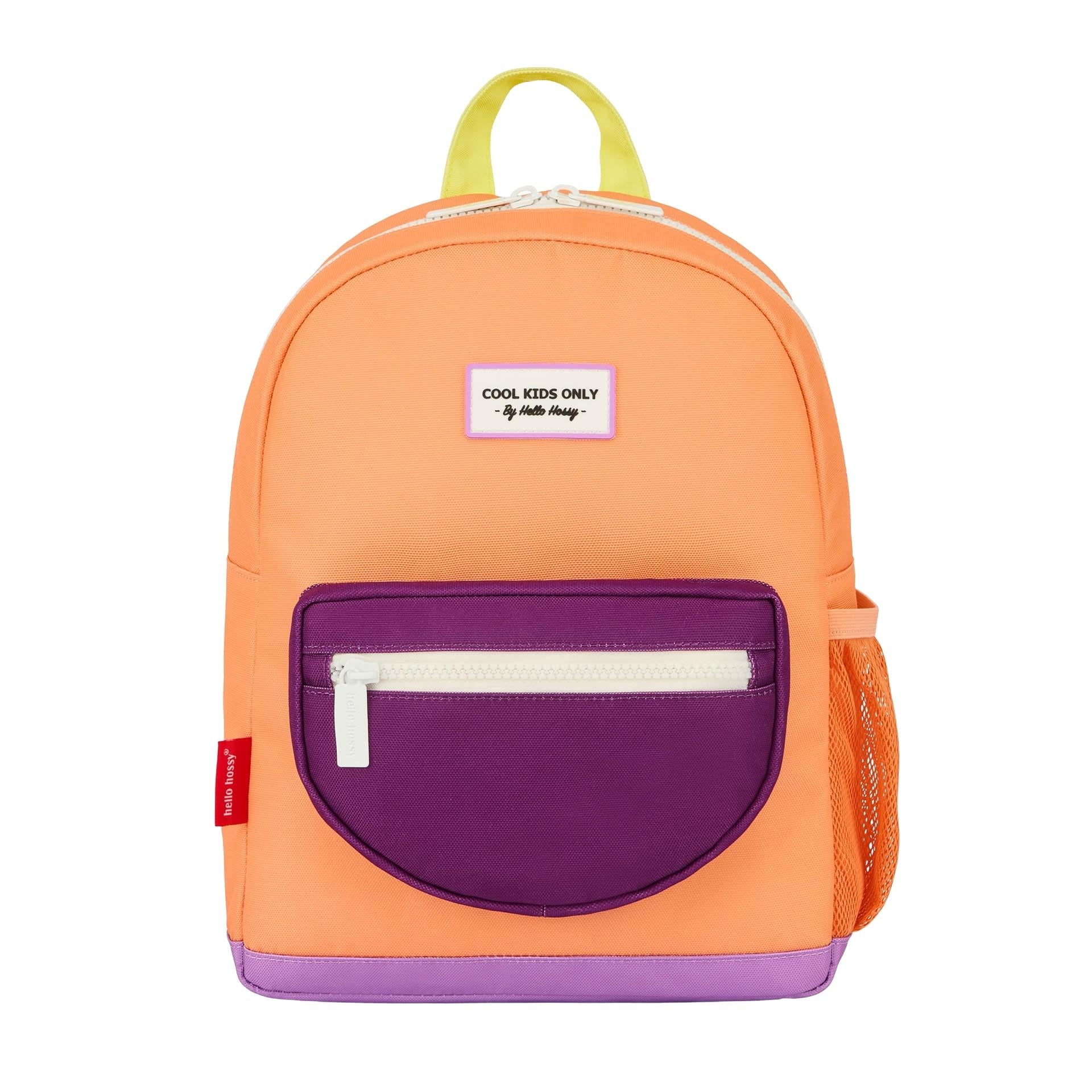 Kinder-Rucksack orange violette Tasche Reißverschluss-Detail Hello Hossy