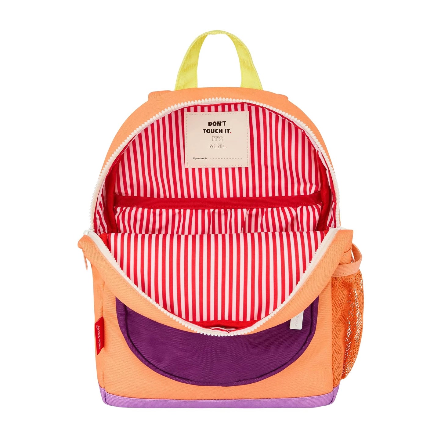Kinder-Rucksack orange Innenraum weiß-rot gestreift Hello Hossy
