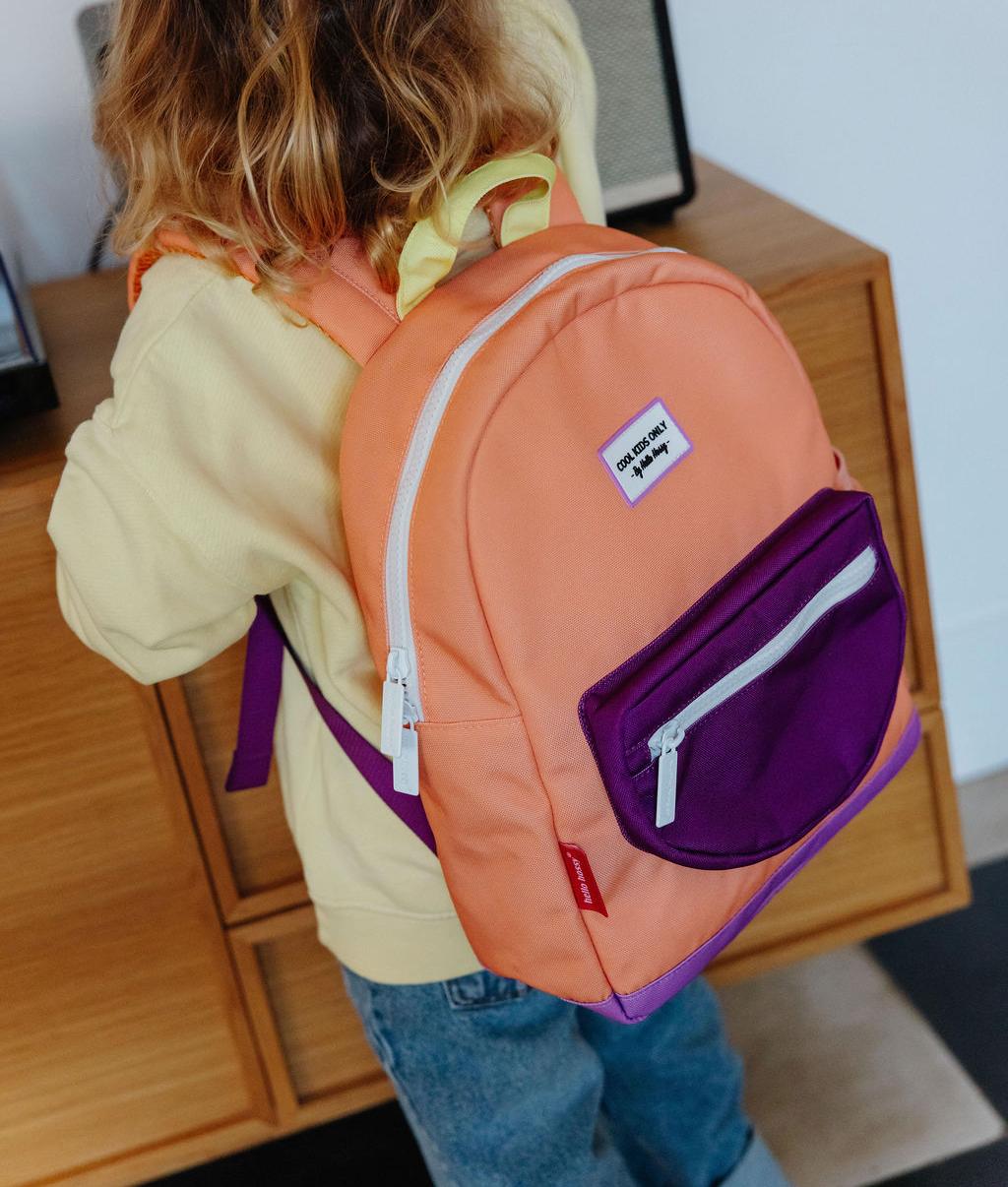 Kinderrucksack orange mit Violette Tasche Hello Hossy