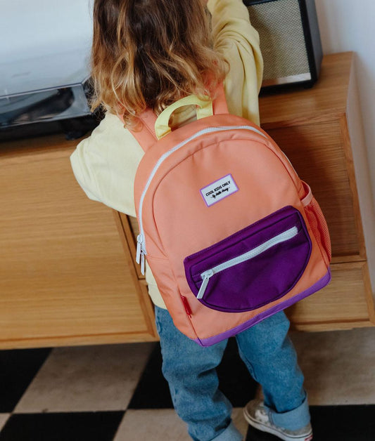 Kinderrucksack orange mit Violette Tasche Hello Hossy
