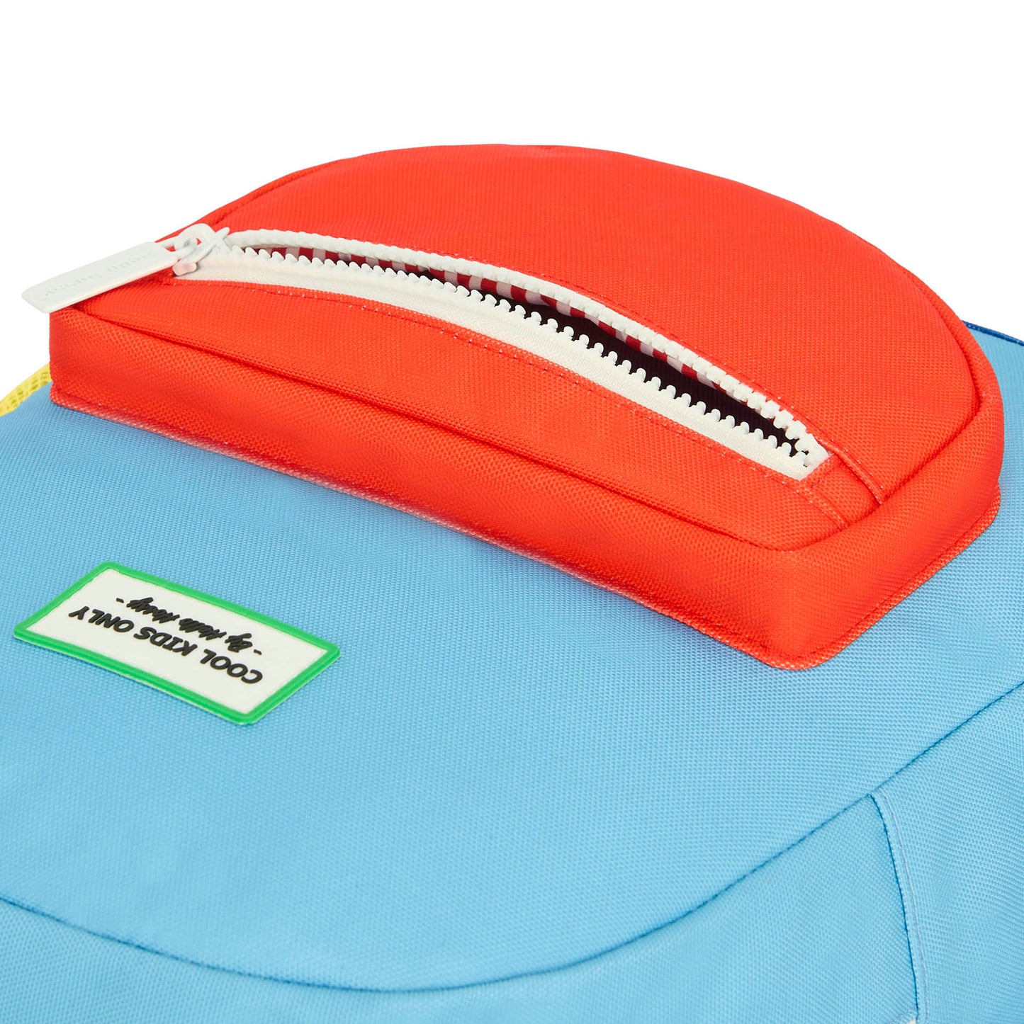 Sac à dos enfant bleu poche zippée rouge Hello Hossy
