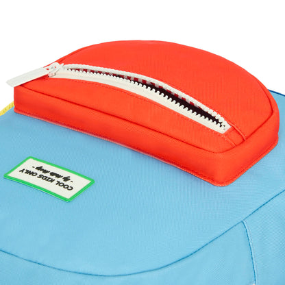 Sac à dos enfant bleu poche zippée rouge Hello Hossy
