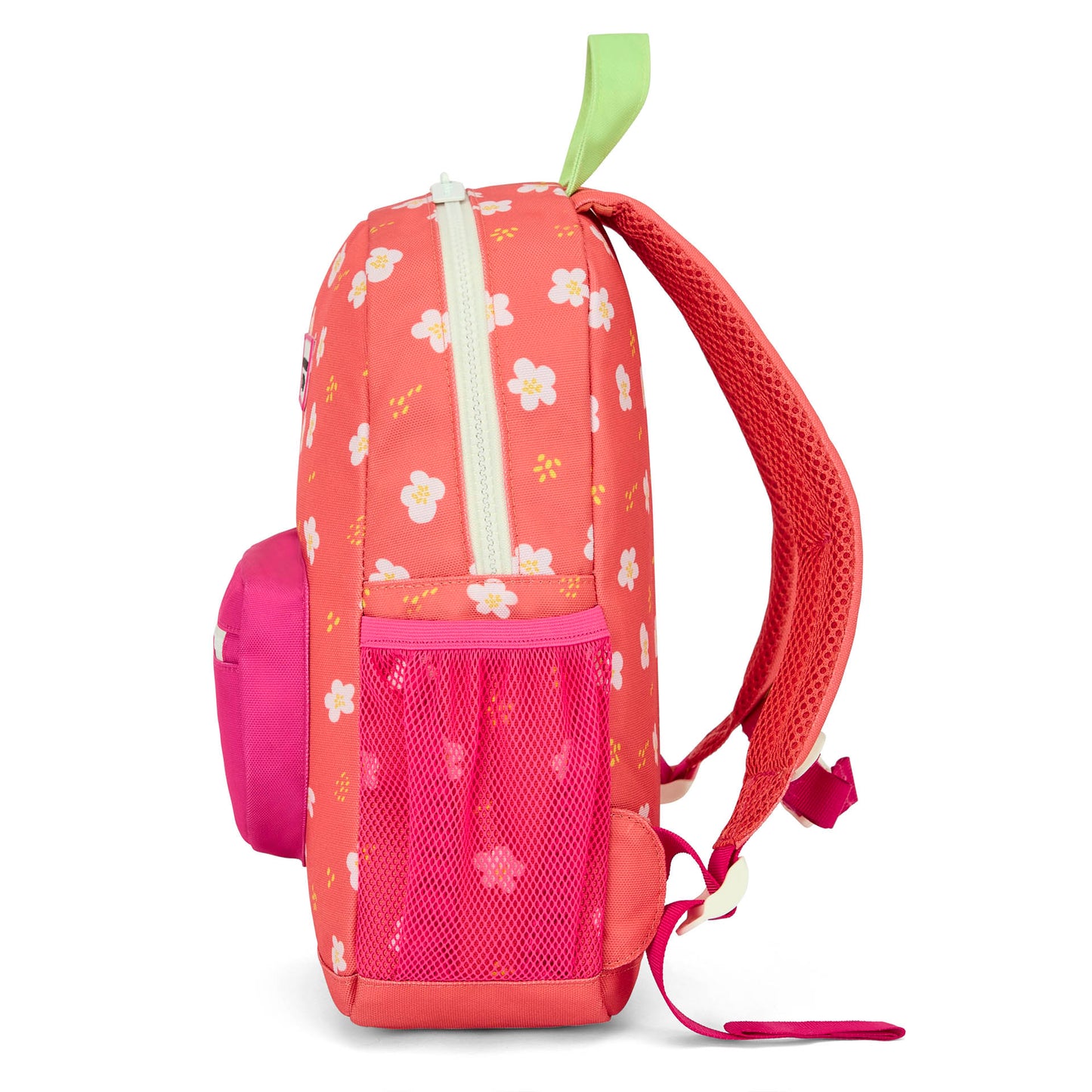 Sac à dos enfant corail imprimé fleurs poche filet Hello Hossy