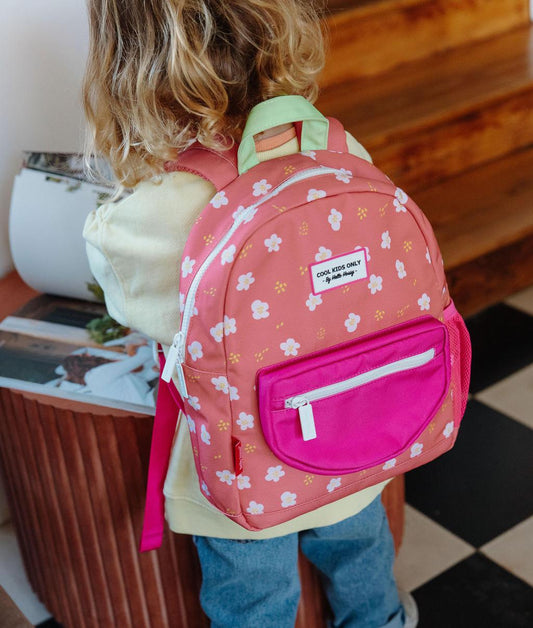 Rucksack Kind korallenrot Blumen Aufdruck rosa Taschen Hello Hossy
