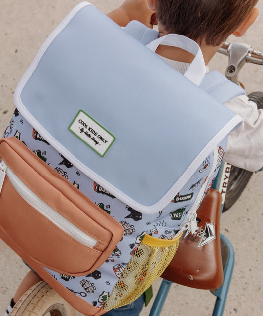 Kinder-Rucksack Blau Sport-Motiv Camel-Tasche gelbes Netz Hello Hossy