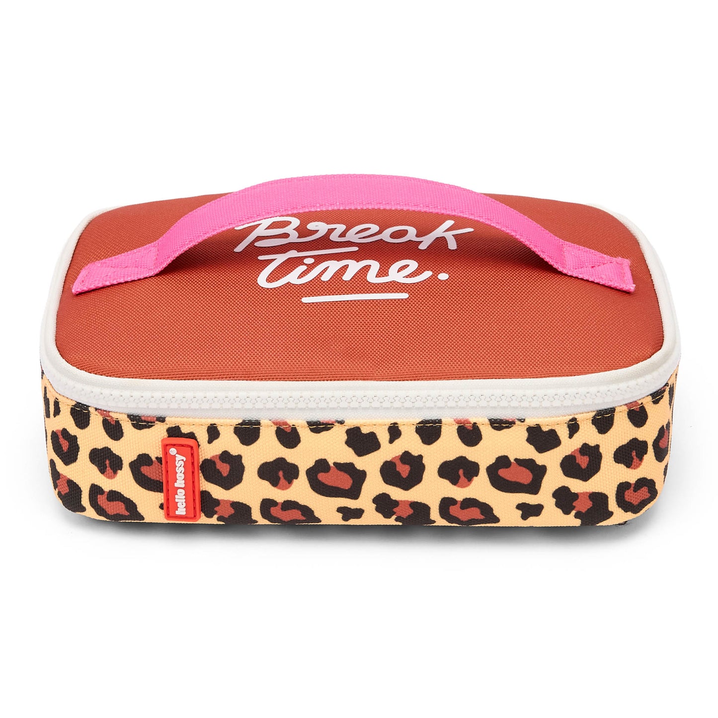 Sac goûter enfant crème motif léopard poignée rose Hello Hossy
