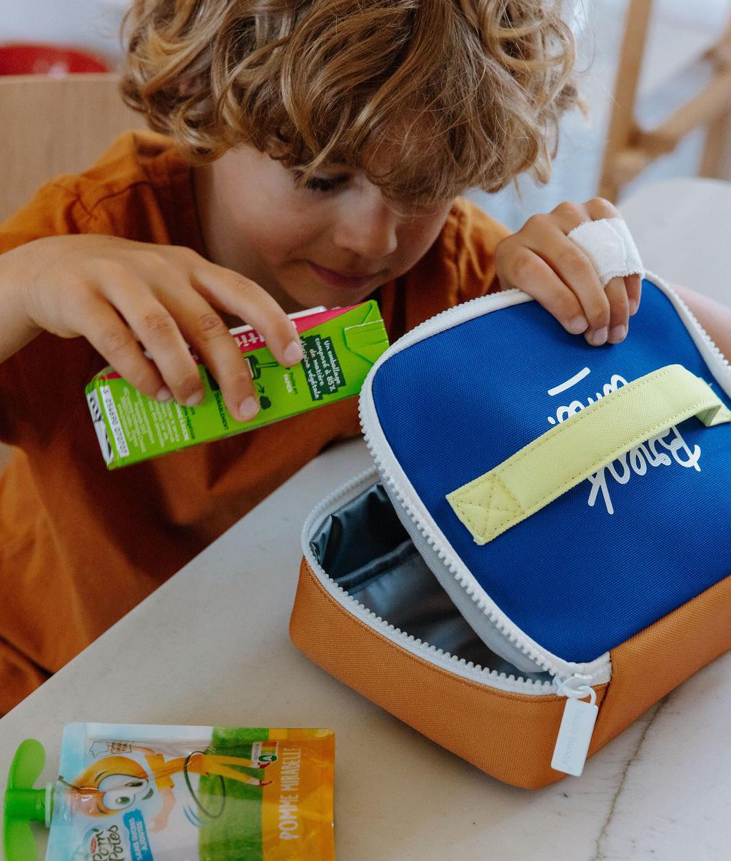 Sac goûter enfant bleu anse jaune isotherme Hello Hossy