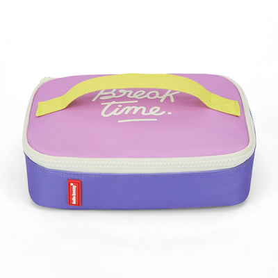 Sac goûter enfant violet et rose texte Break Time Hello Hossy