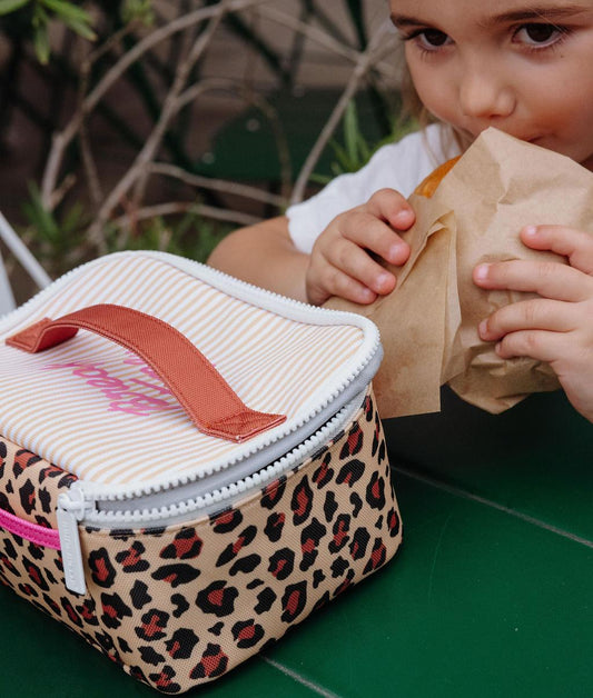 Sac repas enfant imprimé léopard crème marron Hello Hossy