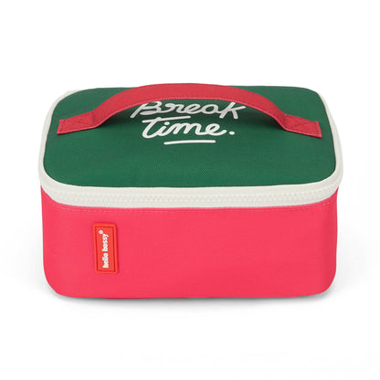 Sac repas enfant couleur framboise vert message blanc Hello Hossy