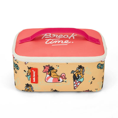 Sac repas enfant jaune rose motif licorne détails rouges Hello Hossy