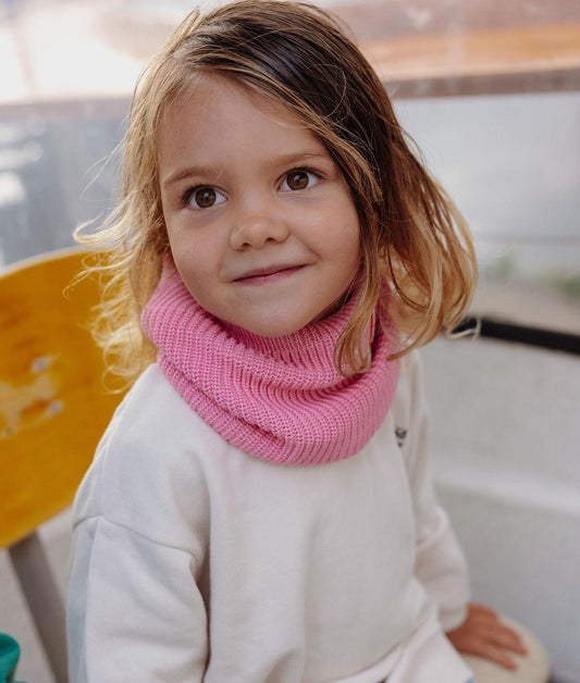 Kinder-Snood rosa Rippenstrick Fleece-Futter Hello Hossy