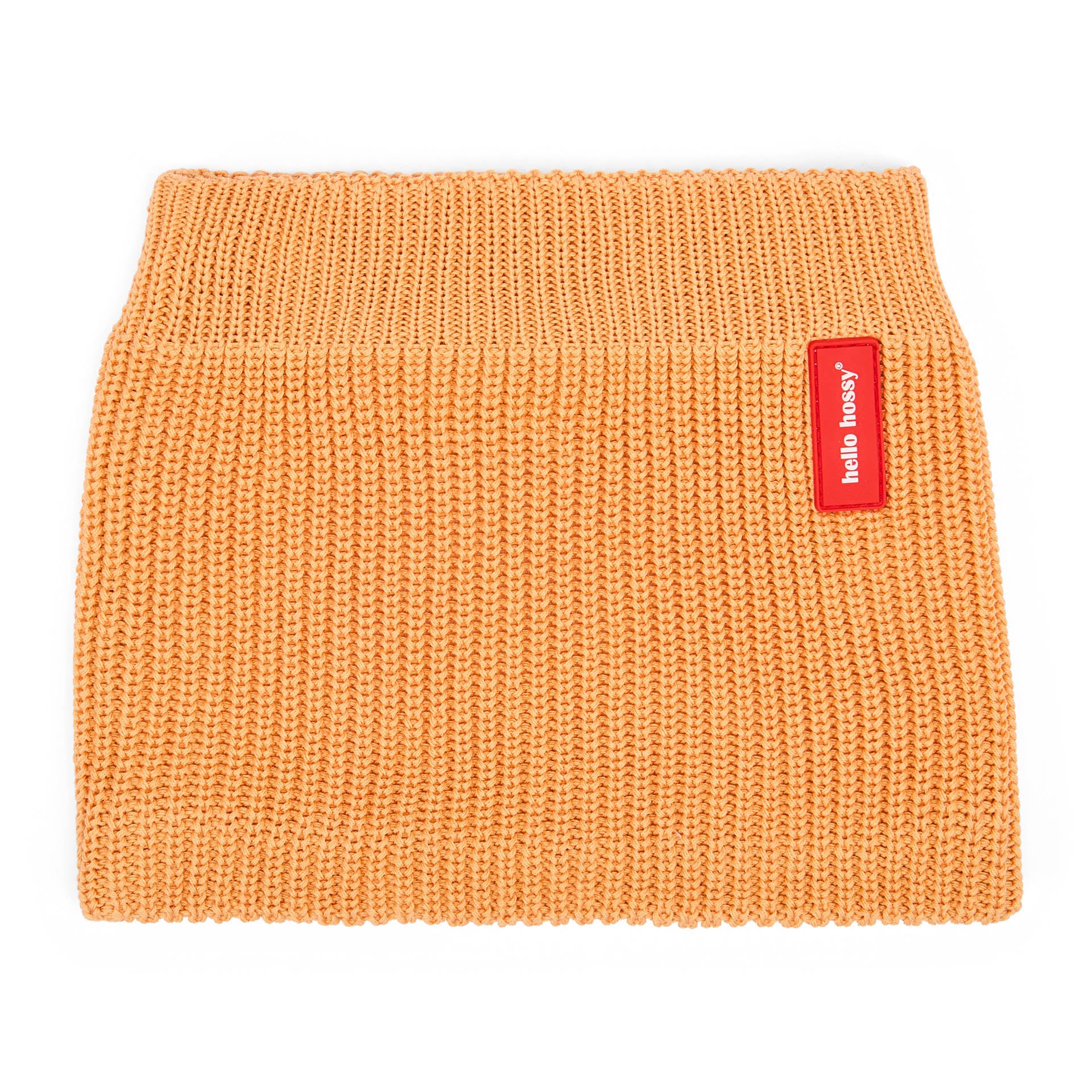 Snood Kind Camel Rippenstrick rotes Etikett Hello Hossy