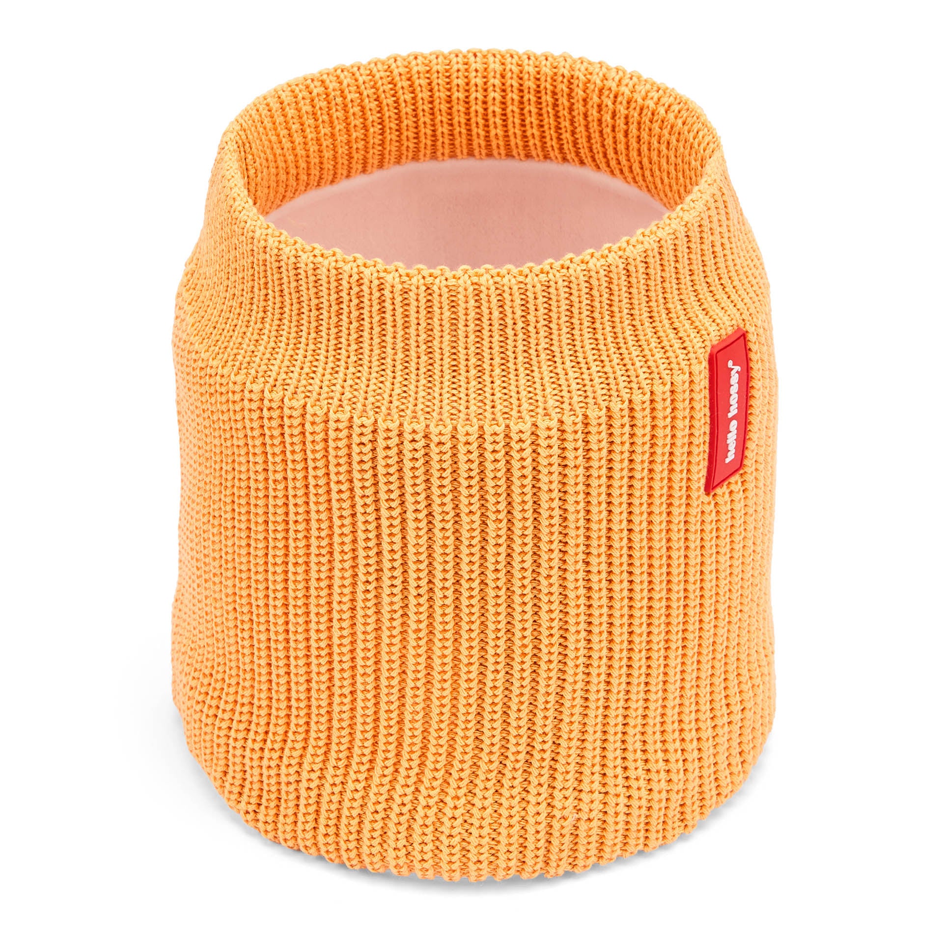 Kinder-Snood Farbe Camel geripptes Strickgewebe rotes Etikett-Detail Hello Hossy