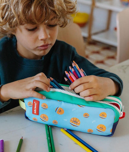 Trousse scolaire enfant bleu motif basket ball double compartiment Hello Hossy