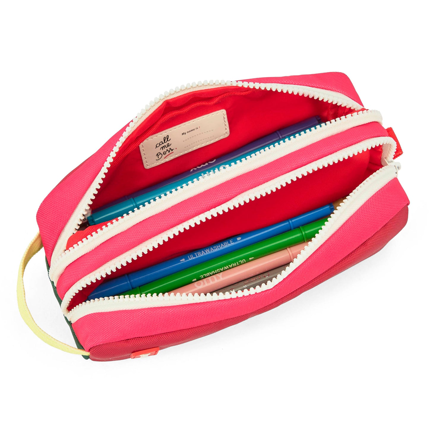 Trousse scolaire enfant framboise double compartiment Hello Hossy