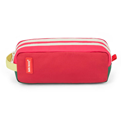 Trousse scolaire enfant framboise avec bandes crème Hello Hossy