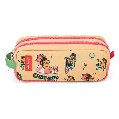 Trousse scolaire enfant jaune imprimé licorne multicolore Hello Hossy