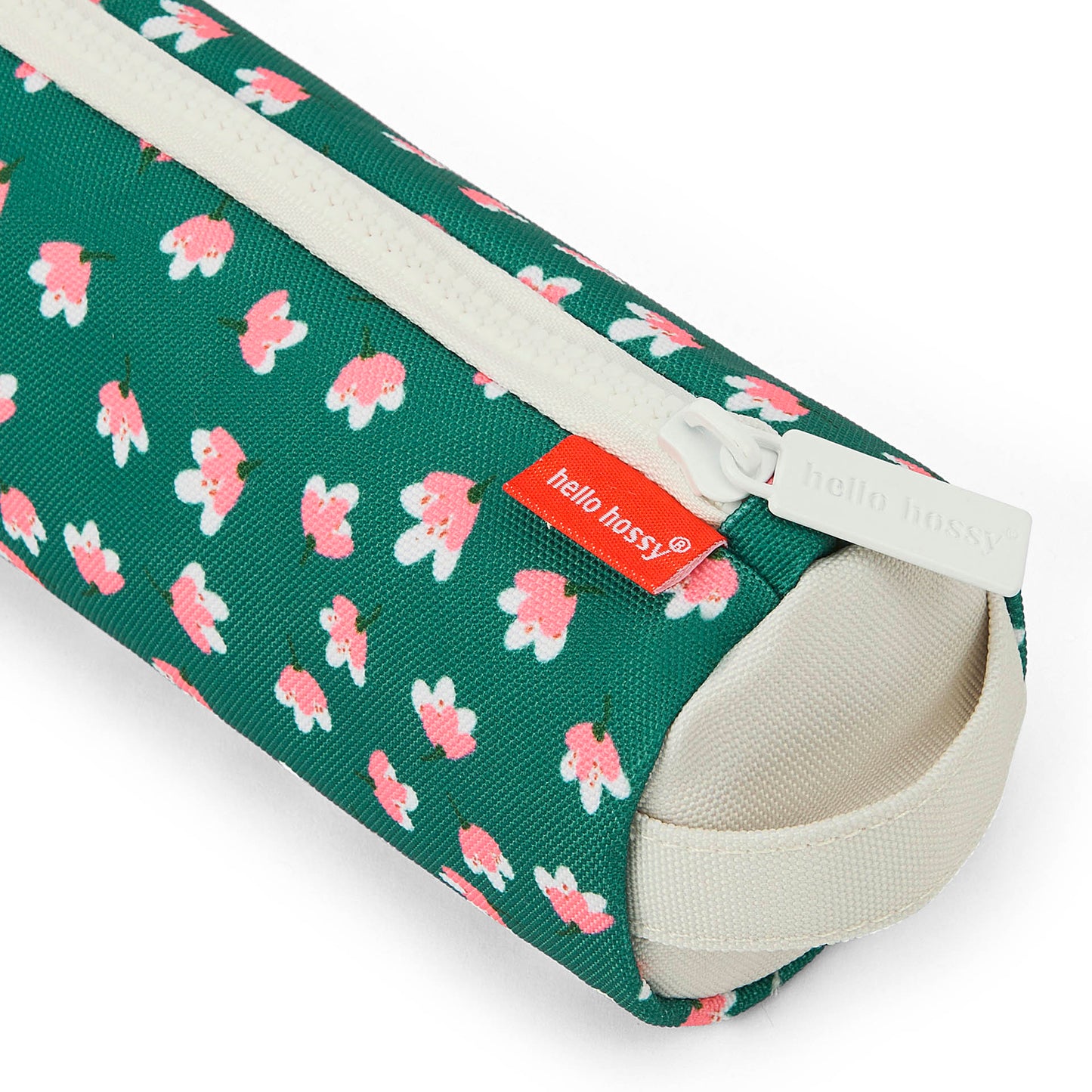Federmappe Kinder grün Blumen-Motiv rosa cremeweißer Reißverschluss Hello Hossy