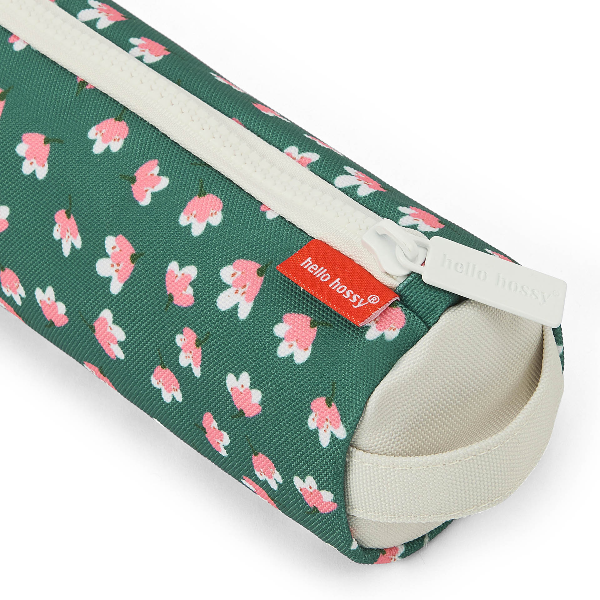 Federmappe Kinder grün Blumen-Motiv rosa cremeweißer Reißverschluss Hello Hossy
