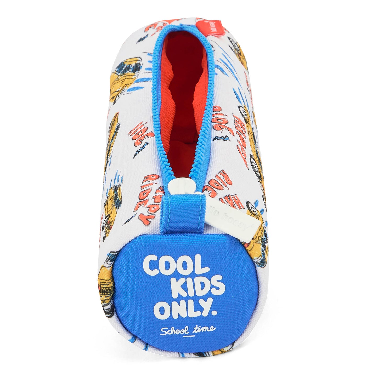 Trousse scolaire enfant blanc orange motif voitures inscription Cool Kids Only Hello Hossy