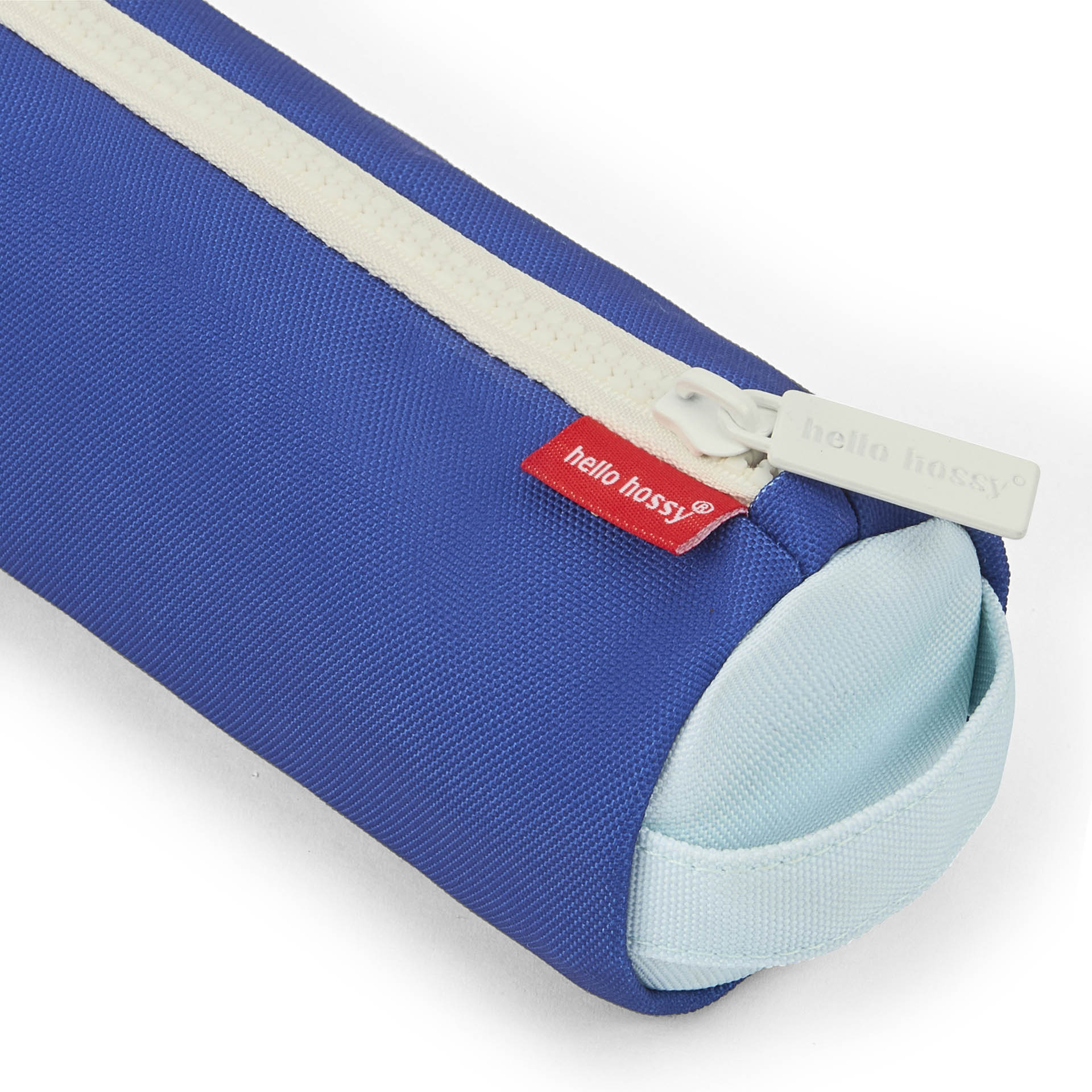 Trousse scolaire enfant bleu clair et bleu foncé fermeture zippée Hello Hossy