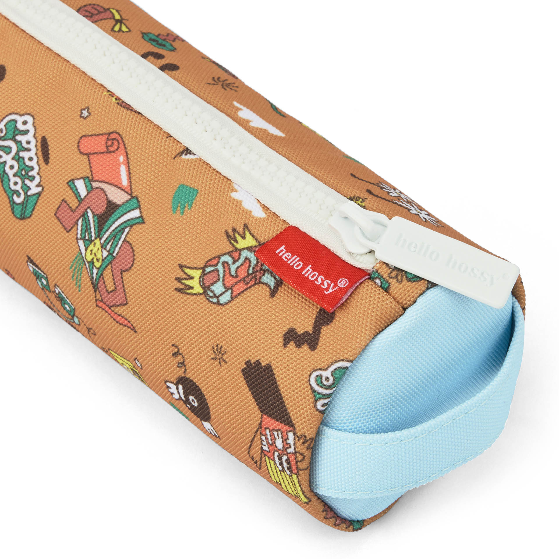 Federmappe Kinder braun Aufdruck Musik weiße Schließe Hello Hossy