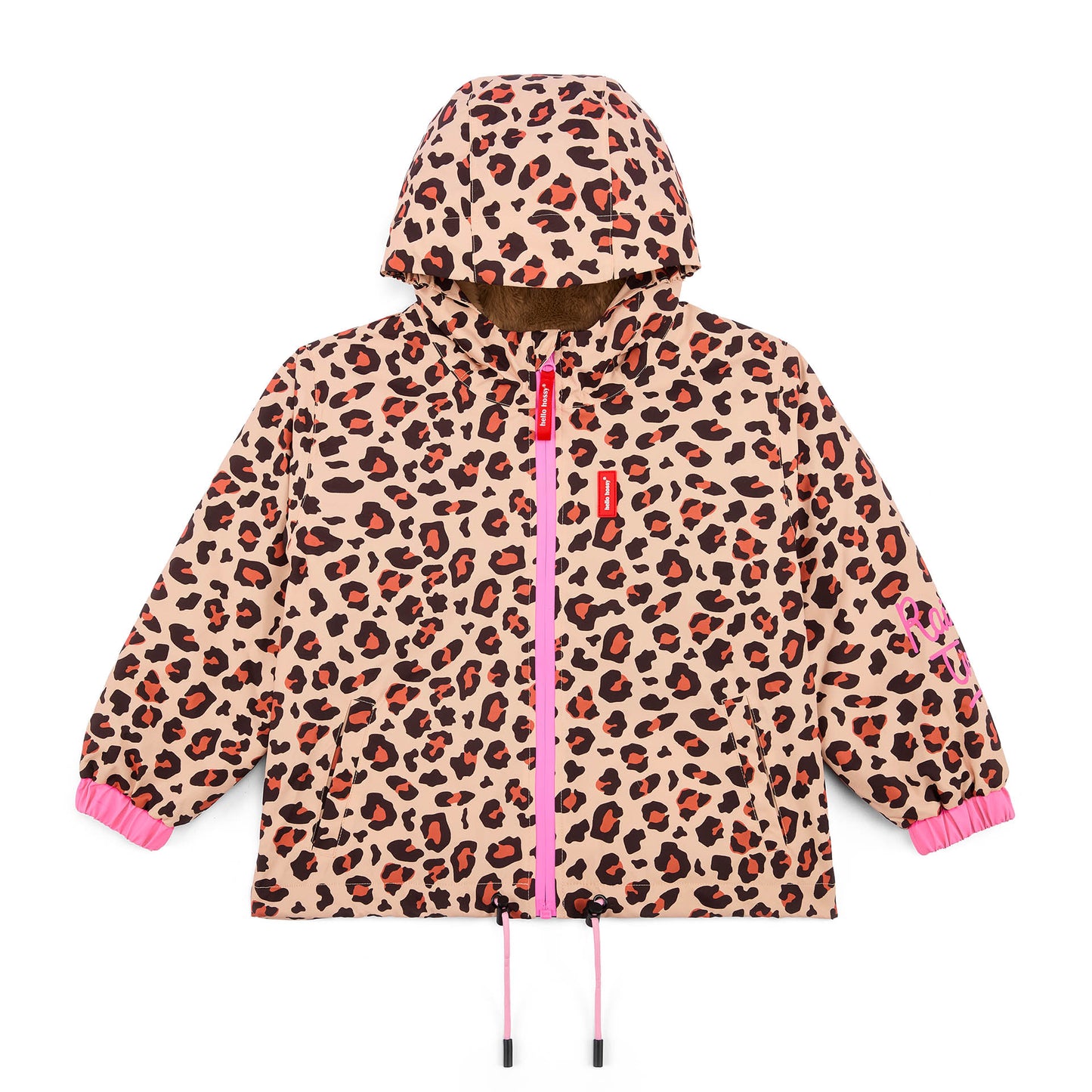 Winterjacke Kind braun leopard-Aufdruck Taschen Kapuze Hello Hossy