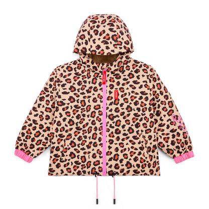 Winterjacke Kind braun leopard-Aufdruck Taschen Kapuze Hello Hossy