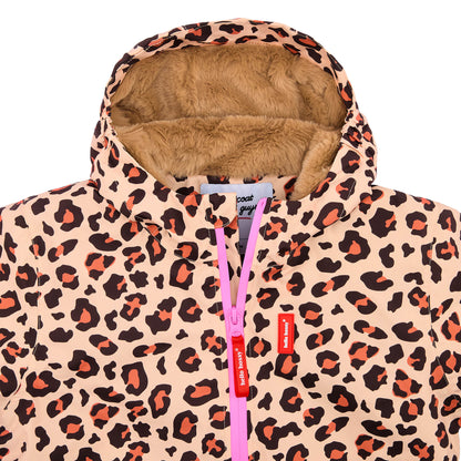 Winterjacke Kind leopard-Muster braun Kunstfellfutter Hello Hossy