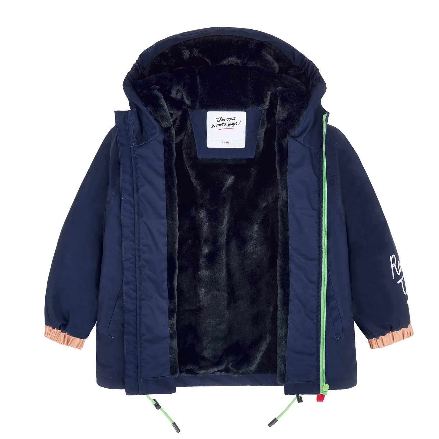 Kinderwinterjacke blau Kunstfellfutter Kapuze elastische Ärmel Hello Hossy