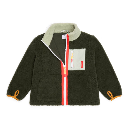 Veste polaire verte enfant vue à plat Hello Hossy